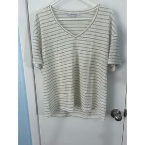 Gerard Darel Linen T-Shirt Size XL Gold Striped Minimalist Preppy Gerard Size 4